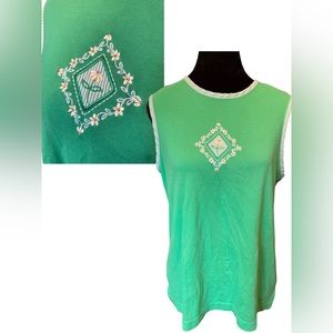 BonWorth Y2K Embroidered Hippie Cottagecore Whimsical Floral Seersucker Shirt